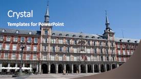  Presentation with spain - Presentation theme having plaza mayor in madrid spain background and a teal colored foreground