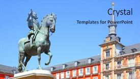  Presentation with king - Beautiful slides featuring plaza mayor in madrid backdrop and a light blue colored foreground