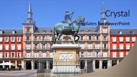  Presentation with king - Theme consisting of plaza mayor with statue background and a light blue colored foreground