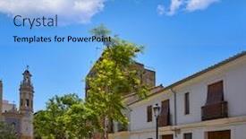  Presentation with city church - Presentation theme with plaza-patraix-square-and-church background and a  colored foreground