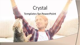  Presentation with living room - Beautiful slides featuring pleasant - happy young man exults backdrop and a white colored foreground