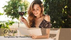  Presentation with wine book - Amazing theme having pleasant - photo of beautiful young woman backdrop and a coral colored foreground