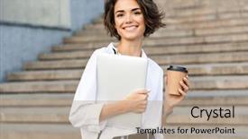  Presentation with photo - Theme having pleasant - photo of young cute beautiful background and a coral colored foreground