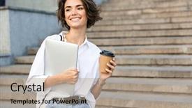  Presentation with photo - PPT layouts enhanced with pleasant - photo of young cute beautiful background and a coral colored foreground