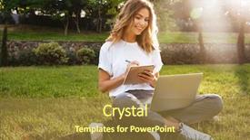  Presentation with writing pen - Amazing presentation theme having pleasant - portrait of attractive young woman backdrop and a tawny brown colored foreground