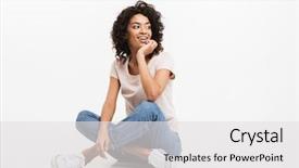  Presentation with native american feather - Presentation design consisting of pleasant person - portrait of smiling young afro background and a  colored foreground