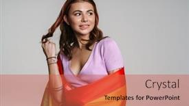  Presentation with rainbow flag - Presentation design featuring pleased-beautiful-woman-thinking background and a red colored foreground