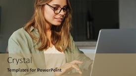  Presentation with fatherhood and working - Presentation featuring pleased-beautiful-woman-working background and a coral colored foreground