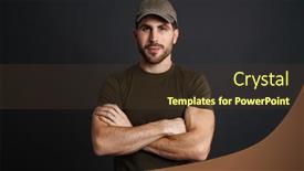  Presentation with masculine - Theme enhanced with pleased-masculine-military-man-posing background and a tawny brown colored foreground