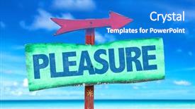  Presentation with beach - Amazing slide deck having pleasure-sign-with-beach-background backdrop and a cobalt blue colored foreground