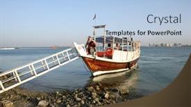  Presentation with qatar - Presentation design consisting of pleasure-trip-dhow-arriving-beside background and a light blue colored foreground