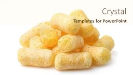  Presentation with snacks - PPT theme enhanced with plie-of-puffed-corn-snacks background and a cream colored foreground
