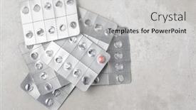  Presentation with packs - Amazing slide deck having plile-of-medication-blister-packs backdrop and a light gray colored foreground