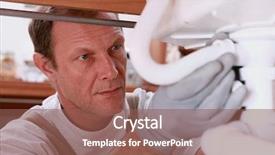  Presentation with plumber - Beautiful PPT layouts featuring plimbing fittings - plumber fixing a sink backdrop and a violet colored foreground