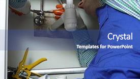  Presentation with cold water - Beautiful PPT layouts featuring plimbing fittings - plumber installing cold and hot backdrop and a ocean colored foreground