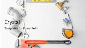  Presentation with plumber - Slide set featuring plimbing fittings - plumber tools frame isolated background and a white colored foreground