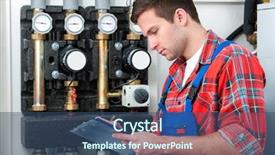  Presentation with boiler - PPT layouts featuring plimbing fittings - technician servicing the gas boiler background and a ocean colored foreground