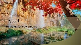 Presentation with water park - Colorful PPT theme enhanced with plitvice lakes national park croatia backdrop and a coral colored foreground