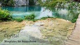  Presentation with paths - Colorful PPT layouts enhanced with plitvice-lakes-national-park backdrop and a mint green colored foreground