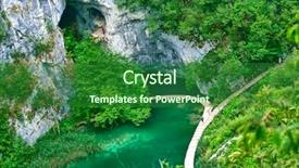  Presentation with national - Beautiful presentation theme featuring plitvice lakes national park backdrop and a forest green colored foreground