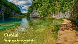  Presentation with pathway - Slide deck featuring plitvitce lakes national parke reserve pathway in croatia background and a tawny brown colored foreground