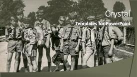  Presentation with scouts - Colorful PPT theme enhanced with plociczno-poland-circa-1957-vintage backdrop and a dark gray colored foreground