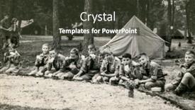  Presentation with scouts - PPT layouts having plociczno-poland-circa-1957-vintage background and a tawny brown colored foreground