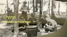  Presentation with scouts - PPT theme featuring plociczno-poland-circa-1957-vintage background and a tawny brown colored foreground