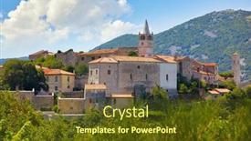  Presentation with vintage clock - PPT theme having plomin-croatia-view-at-old background and a tawny brown colored foreground