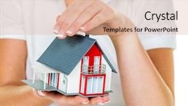  Presentation with house key - Audience pleasing presentation consisting of plot land - broker for real estate backdrop and a  colored foreground