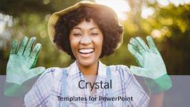  Presentation with weight loss woman showing - Audience pleasing presentation theme consisting of plot land - happy woman showing her gardening backdrop and a light blue colored foreground