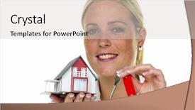  Presentation with real estate tax - Slide set featuring plot land - real estate agent with house background and a light gray colored foreground