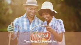  Presentation with garden - Slide deck featuring plot land - smiling couple in the garden background and a coral colored foreground