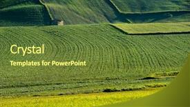  Presentation with broad - Colorful theme enhanced with plot of land cultivated backdrop and a tawny brown colored foreground