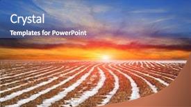  Presentation with plough - Audience pleasing presentation design consisting of plough-land meadow with snow backdrop and a teal colored foreground