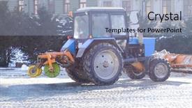  Presentation with snow storm city parks - PPT theme enhanced with snow plow at work background and a light blue colored foreground