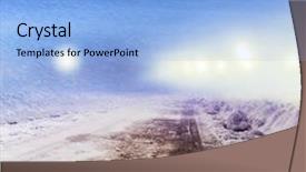  Presentation with shining - PPT layouts enhanced with plow truck - snow covered winter road background and a light blue colored foreground