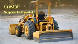  Presentation with machinery - Amazing PPT layouts having plow truck - yellow earthmover construction machinery backdrop and a tawny brown colored foreground