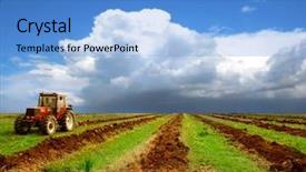 Presentation with agriculture - Presentation theme consisting of plowed farm field - agriculture landscaped background and a light blue colored foreground