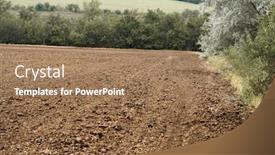  Presentation with agriculture field - Presentation theme having plowed-field-and-blue-sky background and a coral colored foreground