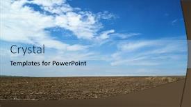  Presentation with agriculture field - Theme having plowed-field-and-blue-sky background and a light blue colored foreground