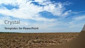  Presentation with agriculture field - PPT theme with plowed-field-and-blue-sky background and a light blue colored foreground