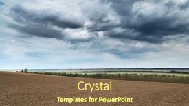  Presentation with agriculture field - PPT theme enhanced with plowed-field-and-dramatic-blue background and a tawny brown colored foreground