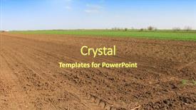  Presentation with modern agriculture icons and field - Slide set featuring plowed field and sky background and a  colored foreground