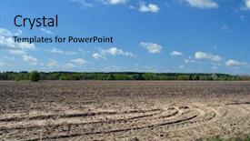  Presentation with field - Presentation consisting of plowed field in spring day background and a light blue colored foreground