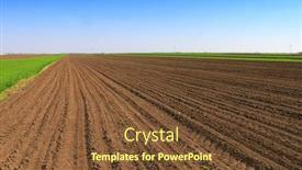  Presentation with blue sky - Slides featuring plowed-field-in-spring-time background and a tawny brown colored foreground