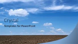  Presentation with agriculture field - Slide set featuring plowed-field-soil-and-clouds background and a light blue colored foreground