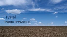  Presentation with agriculture field - Presentation theme with plowed-field-soil-and-clouds background and a teal colored foreground