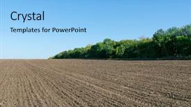  Presentation with deep blue - Slide deck having plowed field with trees and deep blue sky background and a light blue colored foreground