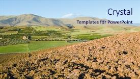  Presentation with cultivate - Theme consisting of plowed land on background cultivate hills background and a sky blue colored foreground